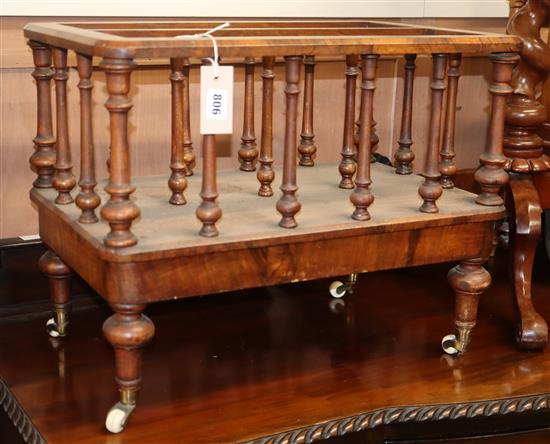 A Victorian walnut two division Canterbury W.56cm